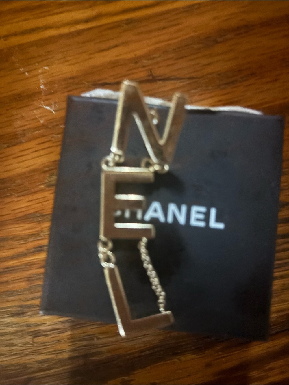 CHANEL Gold Letter Charm Necklace